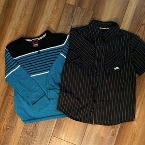 Tony Hawk pullover sweater and button up shirt